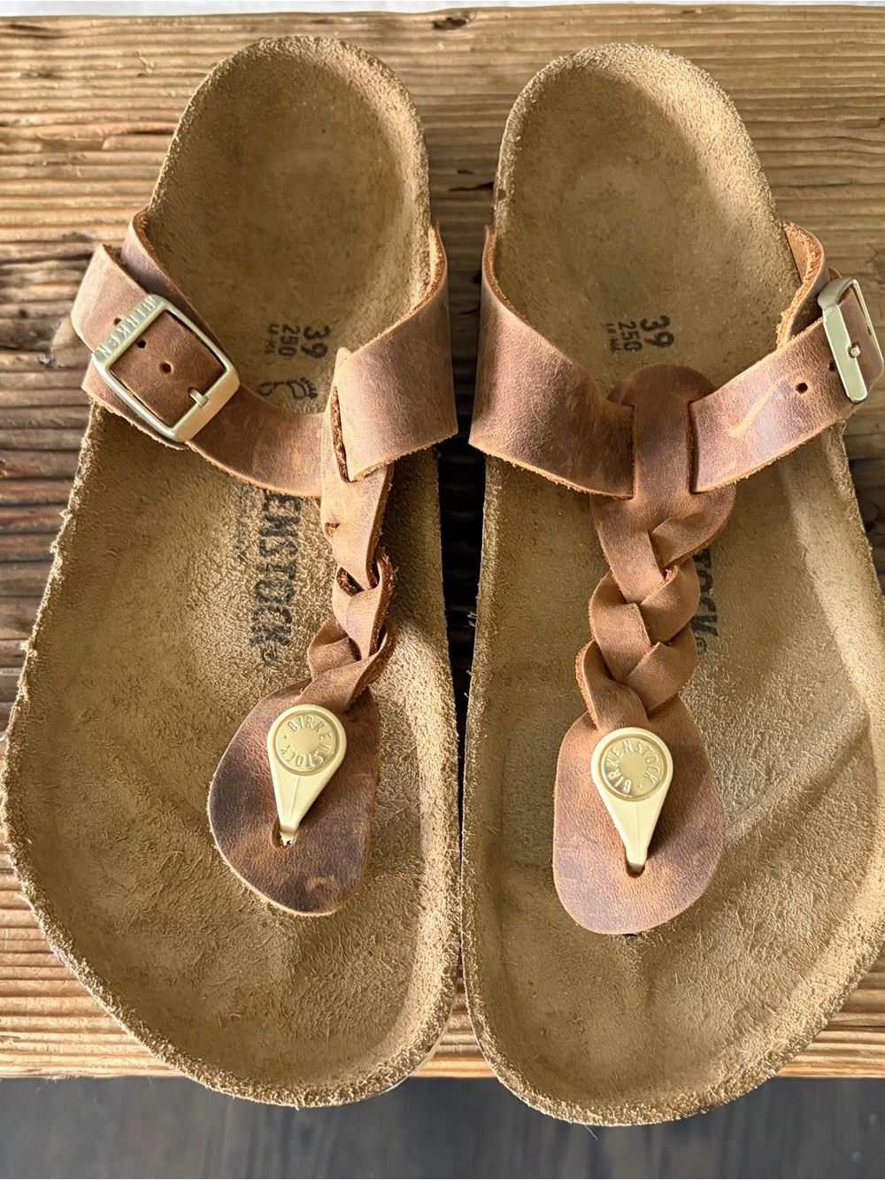 Birkenstock woman’s  Brown Leather Thong Sandals